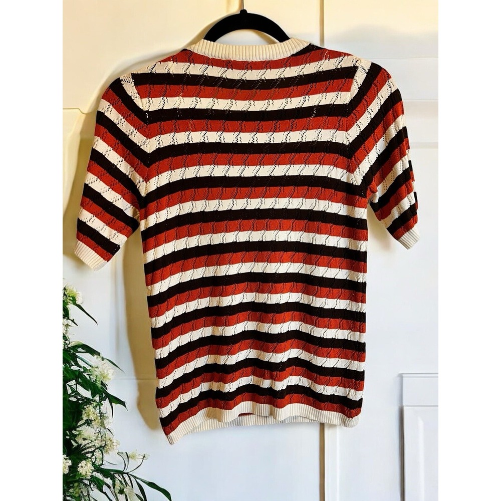 Wardrobe Brand Knit Top Short-Sleeve Crew Neck Sz Med Vintage Vibes - Picture 7 of 15